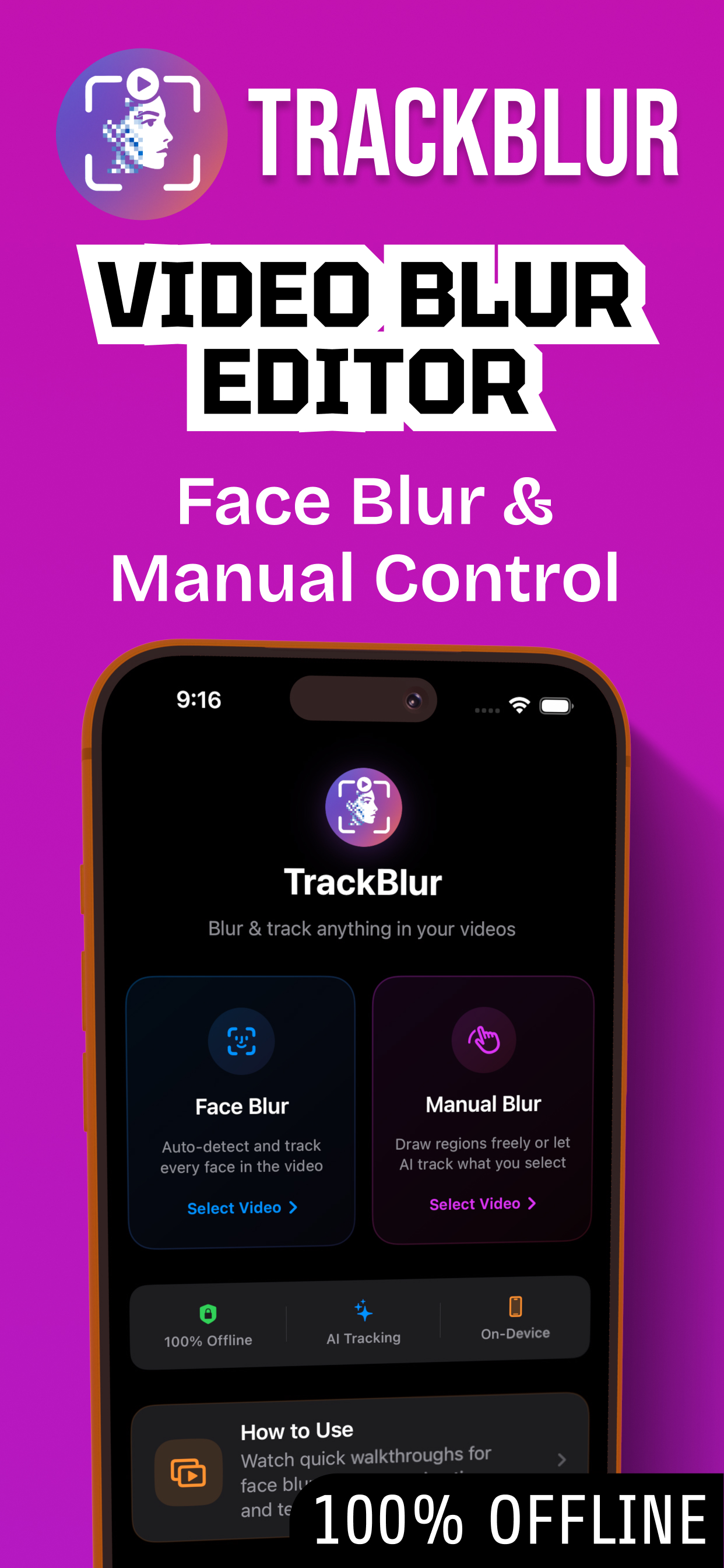 Face blur video editor timeline on iPhone